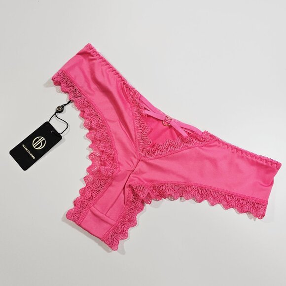 House of Desire Vera Microfiber Lace Heart Charm Cheeky Panty, French Rose, Sz M - Picture 7 of 10